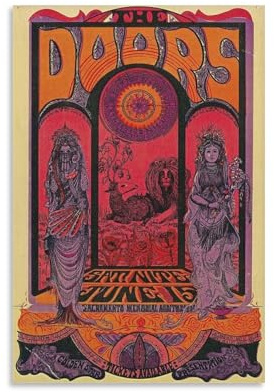 The Doors - Sacramento Memorial Psychedelic 1968 Concert Canvas Poster Bedroom Decoration Landscape Office Valentine's Birthday Gift Unframe-style12x18inch(30x45cm)