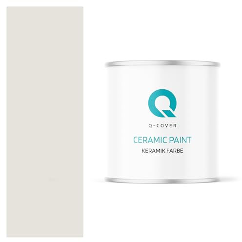 Q-COVER Keramik Farbe 2L (ca.14m²) Weiß-grau Wandfarbe Innenfarbe Abwaschbar Klasse 1 Mattfarbe Deckenfarbe Scheuerfest Küche Bad Treppen Ceramic Hohe Deckkfraft