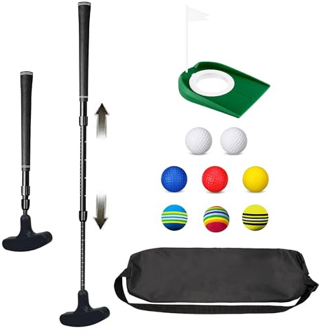 Mini golfputter set justerbar med 8 golfbollar, dubbelriktade golfputters, för män och kvinnor, högerhänt, vänsterhänt, minigolfklubbsgåva för barn, tonåringar, vuxna