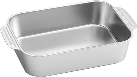 CHFYIJYHM Rechteckige Bräterpfanne aus Edelstahl, tiefes Bräterblech, Backform, Auflaufform, Keks-/Kuchenteller, Servierplatte mit Griffen for Truthahn, Hähnchen, Fleisch, Gemüse – 5 Größen(Deep,37cm)