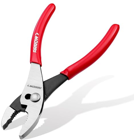 ARROW 8 Slip Joint Pliers, Pliers Tool with Thick Dip-Grip Handle, Strong Grip Jaws, High Carbon Steel, Pliers for Gripping, Loosening Nuts and Bolts, Cutting Steel Wire