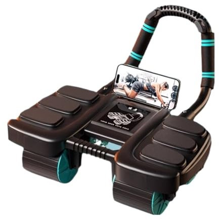 NMGHUTE Bauchroller Bauchmuskeltrainer Bauchtrainer Bauchroller, Bauchmuskeltrainer Für Den Innenbereich, Fitness-Stützrad, 4 Selbstfedernde Räder Bauchrad Bauchtrainer ab Roller(Black)