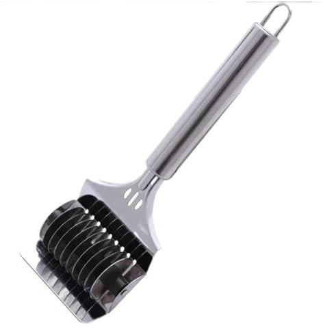 Pasta Noodle Cutter, Stainless Steel Noodle Lattice Roller, Handheld Pasta Spaghetti Maker, Dough Cutter with Comfort Handle, Kitchen Cooking Tools, 1Pack