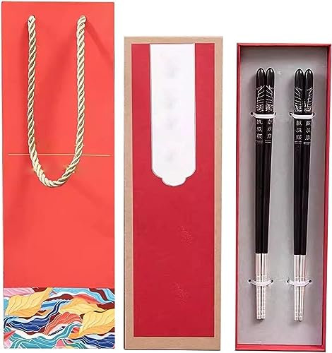 CTCOIJRN Bacchette riutilizzabili, Bacchette riutilizzabili Bacchette USA e Getta Bacchette riutilizzabili for la casa in Argento Sterling, Set di 2 Paia di Bacchette Drago e Fenice