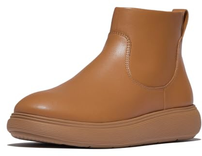 Fitflop iQ-COMFF - Botines de piel con cremallera para mujer, color marrón desierto, talla 7, marrón, 41 EU