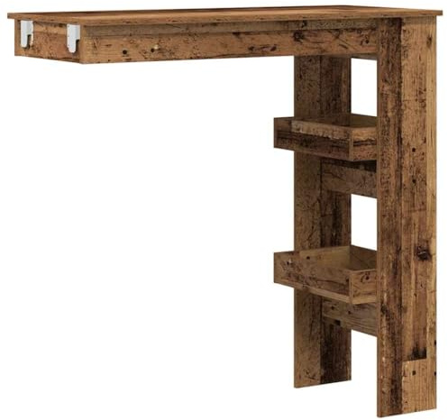 vidaXL Wall Bar Table Old Wood 102x45x103.5 cm Engineered Wood