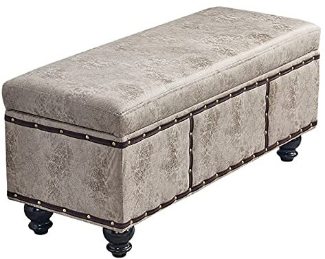 Eleganter Klapphocker mit Stauraum, PU-Leder, Bett-Endhocker für Wohnzimmer, Schlafzimmer, Korridor, Massivholzbeine, gepolsterter Fußhocker, Beistelltisch, 100 x 40 x 45 cm