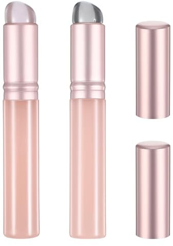 2 Pcs Silicone Lip Brush Round Head Lip Balm Applicator With Cover Portable Mini Lip Brush Reusable Silicone Makeup Applicator For Lipstick Lip Balm Gloss Concealer Pink And Transparent Black