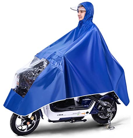 Double and Single Dual Use Cycling Raincoat, Hooded Rain Poncho, Waterproof Cycling Raincoat with Double Brim, Windproof Unisex Single Rain Cape, for Bike, E-bike,Mobility Scooter Rain Poncho Cover-On