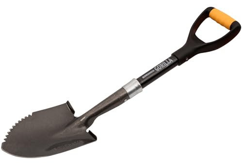 Roughneck Gorilla Sharp-Edge Micro Shovel, Heavy-Duty Round Blade, Short Shaft for Slicing, Digging & Opening Bulk Bags in Small, Compact Spaces – 690mm (27”)
