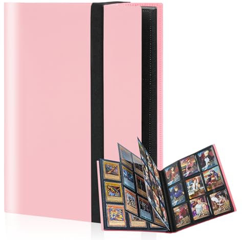 Album Porta Carte Collezionabili,20 Pagine, 360 Raccoglitore Carte,Cinghia Elastica,Compatible Con Varie Carte da Collezione (rosa)