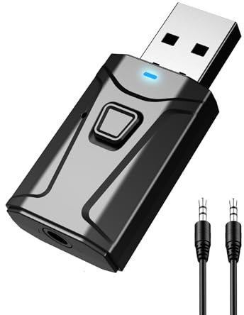 Adaptador USB Bluetooth para coche, receptor transmisor Bluetooth Plug & Play, adaptador de audio inalámbrico AUX de 3,5 mm para TV, auriculares, PC, estéreo, TSNAM