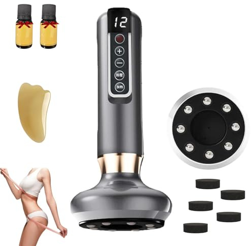 Masseur Anti Cellulite, Ventouse Electrique Anti Cellulité, Masseur De Graisse à 12 Niveaux Avec Planche Gua Sha Appareil De Sculpture Et De Modelage Du Corps (Gris)