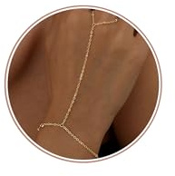 Dochais Pulseras Mujer Cadena Mano Ajustable Brazalete Anillo Dedo | Oro 14K/Plateado Joyería Corporal Elegante Impermeable Regalo