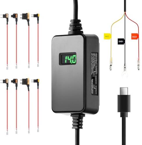 70mai Dashcam Hardwire Kit UP06, Typ-C Festverdrahtungs 24Std. Parkmodus | mit Dreistufig Einstellbarem Niederspannungsschutz, für 70mai M310 Plus 4K/A810 Lite/A810S/4K Omni/T800E/T800/A510/A410