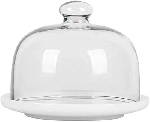 ZHANGshouf Ceramic Cake Pan with Lid Porcelain Serving Platter Glass Dust Dome Cake Cheese Salad Dome Chip Dip Server (Color : Black Size : 151512CM) (White 15 * 15 * 12CM)
