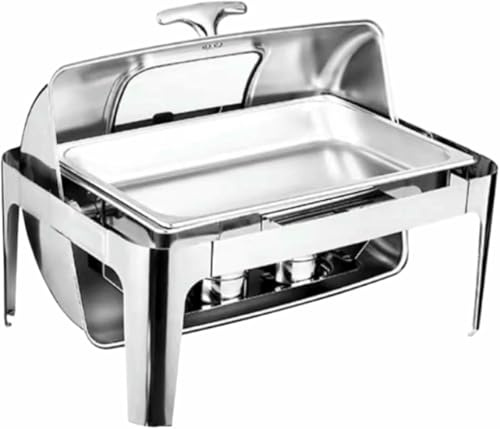 Set scaldavivande-buffet, 9 l, riscaldatore isolato, riscaldatore rettangolare con piano superiore a scomparsa, vassoio da pranzo, ripiano per acqua/carburante per matrimoni, feste, banchetti, cibo (u