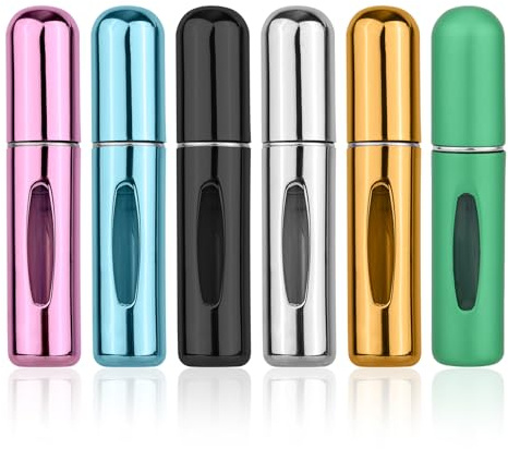lasuroa 6pz Atomizzatore di Profumo Ricaricabile, 5 ml Mini Flaconi Ricaricabili per Profumo da Viaggio per Uomo e Donna Attività All'Aperto (6 Colori)