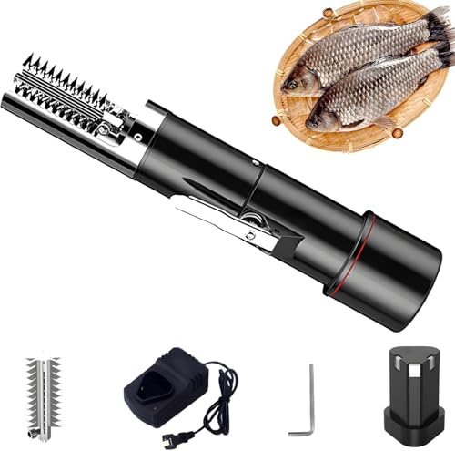 OZPPM Squamatore Elettrico for Pesci, Strumento Ricaricabile for La Rimozione delle Squame, Raschietto for La Rimozione delle Squame Senza Fili, Impermeabile A 360°, for Tutti I Tipi di Pesce(Black)