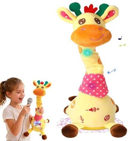 Yaepoip Dancing Giraffe Toy with Music & Lights | Talking Cactus Toy, Colorful Glowing Giraffe Plush Interactive, Adjustable Volume 10 Children's Songs Singing