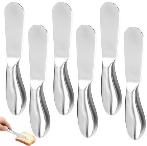 Quvxzy 6 Stück Buttermesser Klein aus Edelstahl, Praktische Streichmesser & Dessertmesser für Frühstück, Kuchen, Käse, Marmelade, Butter und Sahne – Ideal für Küche & Service
