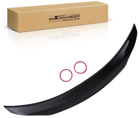 maXpeedingrods Car Rear Boot Spoiler Wing with 2PCS Sided Tape Fit for Mercedes Benz C Class W205 2015-2020, ABS PSM Style Car Trunk Spoiler Lip, Painted Glossy Black Trunk Wing Spoiler