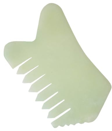 Ipetboom Peine de Masaje de Jade Natural Verde Diseño Ergonómico y Bordes Suaves para Masaje del Cuero Cabelludo y Relajación