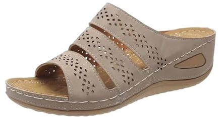CEWIFO Ciabatte Doccia Donna Estive Eleganti Pantofole Zeppa per Passeggiate all'Aperto Tempo Libero Eventi Comode Infilare (Grey, 36)