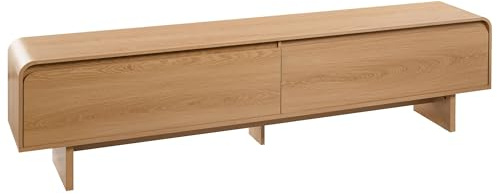 Mueble TV Estilo Japandi de 2 Puertas Tablero de partículas Chapa de Papel marrón Claro Deloraine