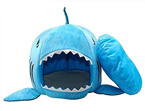 BADASS SHARKS Weiches Hunde- und Katzenbett mit Haifischmotiv, beruhigend, für kleine Haustiere, Katzen, Hunde, handwaschbar, mit abnehmbarem Kissen und wasserdichter Unterseite