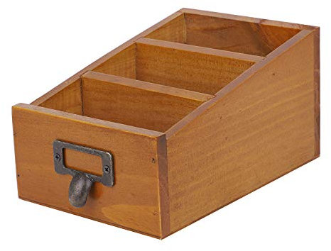 YJZQ Schreibtisch Organizer Holz Stiftehalter Stiftköcher Schublade mit 3 Fächern natürlicher Tischorganizer Desktop Organisator für Stifte, Handy, Fernbedienung