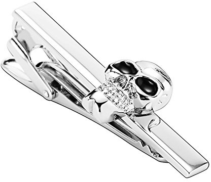 Beydodo Hemd Krawattennadel Vintage Gothic Schädel Totenkopf Hochzeit Herren Krawattenklammer Edelstahl Silber Schwarz