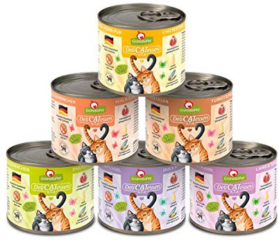 GranataPet DeliCatessen Multipack 3 ohne Fisch, Nassfutter für Katzen im Probierpaket, Alleinfuttermittel ohne Getreide, Katzenfutter mit hohem Fleischanteil & hochwertigen Ölen, 6 x 200 g