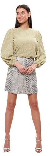 Louche Aubin-Disco-Floral Jupe, Argenté, 36 Femme