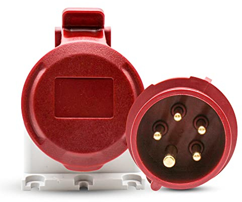 DOJA Industrial | Prise Femelle Industrielle et Prise Mâle Industrielle 32A CEE | 5 Broches | 3P + N + T | 380V | Etanche IP44 | pour Rallonge Electrique, Camping Car | Usage Intérieur et Exterieur