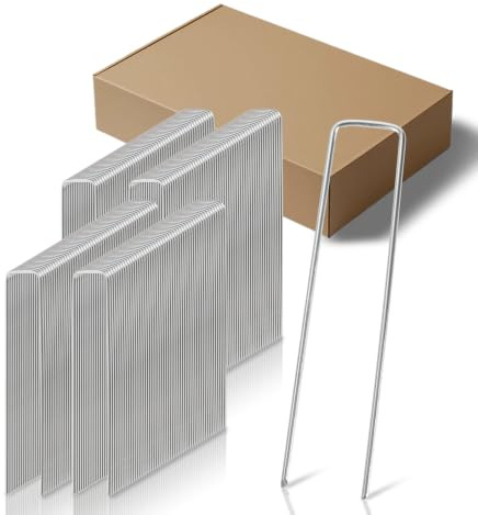 Randaco Lot de 200 piquets d'ancrage au sol en acier galvanisé - Pour toile anti-mauvaises herbes, non-tissé de jardin, clôture, jardin (150 x 25 mm - Ø 2,8 mm)