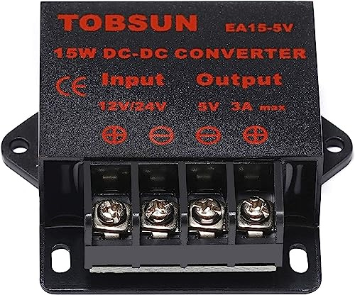 VOLRANTISE DC 12V 24V a 5V 3A Convertidor DC Reductor de voltaje Regulador reductor de voltaje reductor Buck Convertidor Fuente de alimentación Módulo transformador de voltios (12V/24V a 5V 3A)