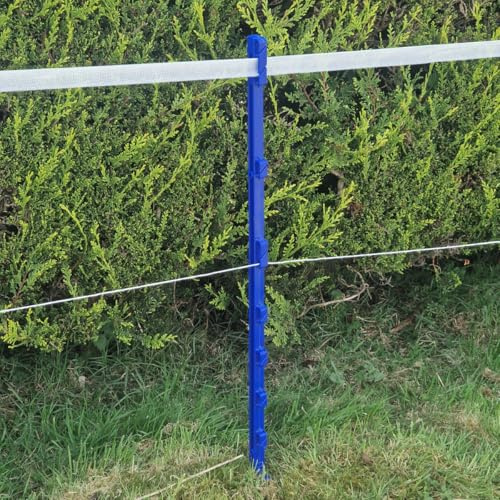 Palo elettrico per recinzione elettrica da 105 cm, adatto per fune metallica o treccia resistente alle intemperie e plastica stabile ai raggi UV - blu (30)