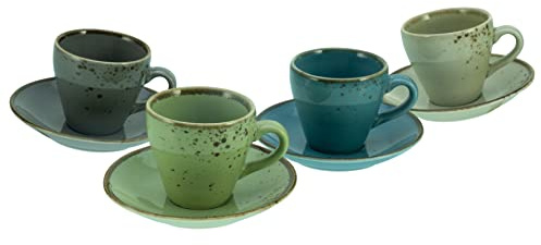 CreaTable, 23696, Serie Nature Collection, 8-teiliges Geschirrset, Espresso Set aus Steinzeug, spülmaschinen- und mikrowellengeeignet, Qualitätsproduktion