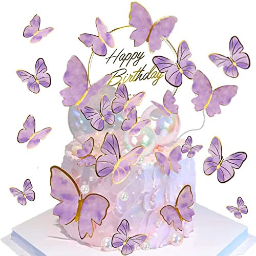 56 Stück Schmetterlinge Kuchen Deko, Tortendeko Geburtstag, Schmetterlinge Deko Torte, 3D Tortendeko Mädchen, für Geburtstag Mädchen Hochzeitstorte Deko, Babyparty