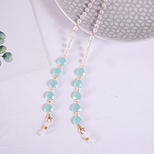 Brillenkette Brillenkette Mode Hängendes Seil Herz Perle Perlen Brillenketten Metall Sonnenbrille Lanyards Frauen Ketten Blau