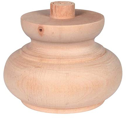 MONDO VIRO Pie de cebolla para muebles de madera natural pie empotrado (4, 110x75H mm)