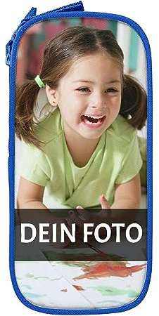 Personalisiertes Federmäppchen, individuelle Stifttasche, Design mit beliebigem Foto/text, Schreibwaren-Organizer für Studenten, anpassbare Stiftbox, Münztasche, lustiges Geschenk für Kinder, Blau