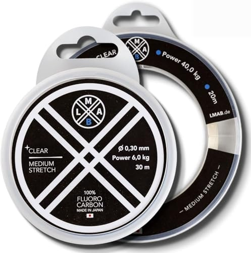 Fluorocarbon Vorfach LMAB 100 Pro Made in Japan, Vorfach-Schnur, Angel-Schnur für Hecht, Zander & Barsch, von 0,15 bis 1mm erhältlich, in 30 m und 20 m, Zanderangeln