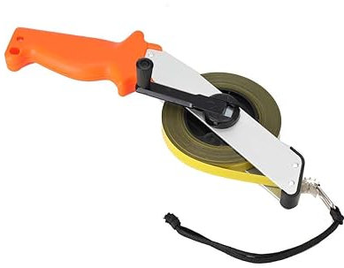 Cozyel Stahl Maßband 30m Millimeter-Stahlbandmaß 12,5 mm Breit, Rollbandmaß aus Stahl mit Handgriff und klappbarer Kurbel, Kordelzug und Öse für Häuser, Gärten, Baustelle, Großflächige Messung