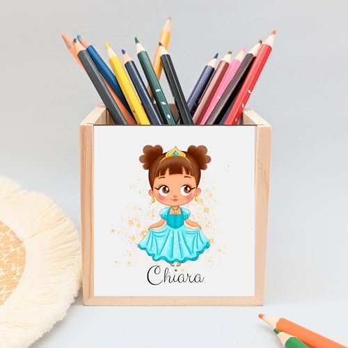 Stiftebox personalisiert Prinzessin | Stiftehalter für Schulkinder | Stiftorganizer Schreibtisch | Stiftaufbewahrung für Malstifte | Handveredelt von ManufakturZauber