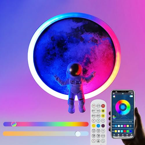 TRUYOK LED Wandleuchte RGB Farbwechsel Wandlampe mit Fernbedienung Kinderzimmer Dimmable Nachttischlampe Sternenhimme Astronaut Nachtlicht für Schlafzimmer Wohnzimmer Hotel Wandbeleuchtung