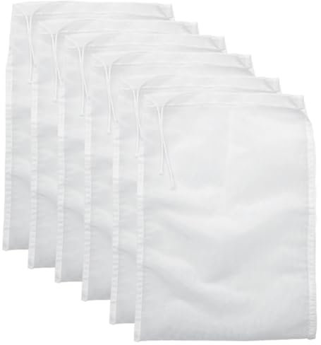 6 Paquetes Tamiz Bolsas de Leche de Nuez Filtros de Té Telas Filtrantes Reutilizable Tela para Queso Lavable con cordón Para Colar Queso Yogur Griego Té Zumo Café Fruta Tofu 30 * 20cm