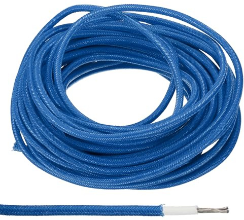 PATIKIL Fil Électronique Isolé en Silicone Résistant à Haute Température de 9AWG, de 32,8 Pieds (10 Mètres), de -30 à 200 Degrés Celsius, pour Lampe, Chaudière, Chauffage, Bleu