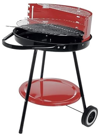 Maury's Barbecue Tondo con Griglia Cromata Rimovibile, Praticità e Gusto per i Tuoi Momenti all'Aperto E Grigliate Perfette (TONDO ROSSO 55X72X55)